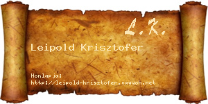 Leipold Krisztofer névjegykártya